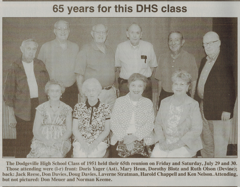 Class of 51 from Dodgeville Chronicle Class of 51 from Dodgeville Chronicle