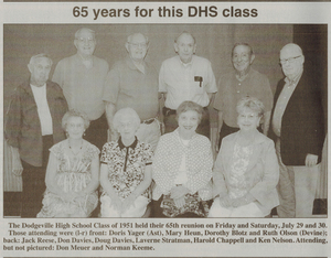 Class of 51 from Dodgeville Chronicle
